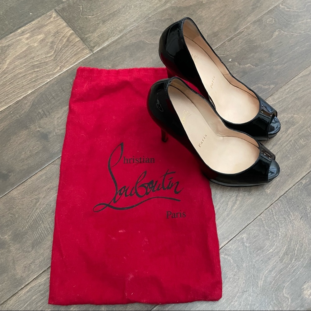 Christian Louboutin Patent Leather peep-toe pumps